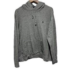 POLO Ralph Lauren Sweatshirt Mens XL Gray Hoodie Front Pocket Pony Logo Comfort